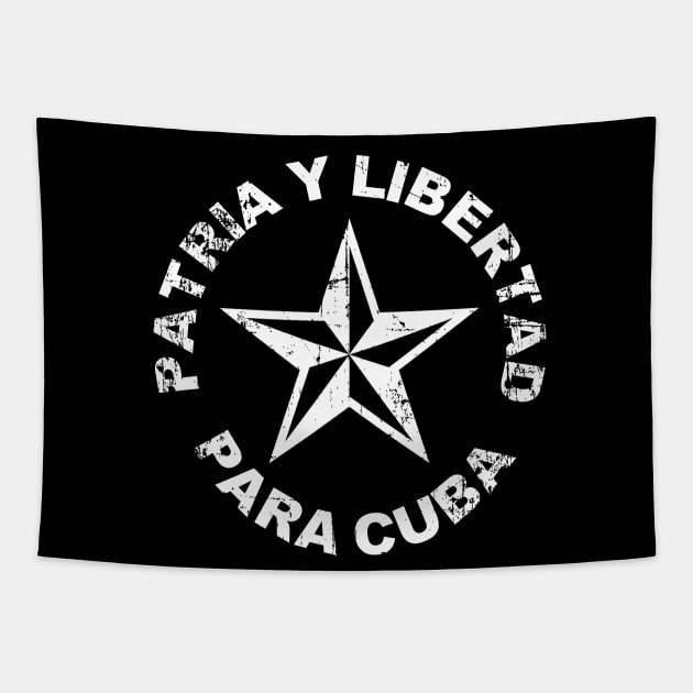 Patria y libertad para Cuba Vintage Star Tapestry by livania
