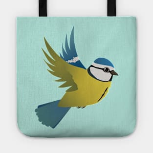 Flying bluetit bird Tote