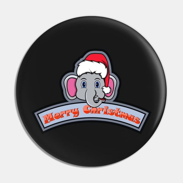 Sticker and Label Of  Elephant Character Design and Merry Christmas Text Pin by tedykurniawan12