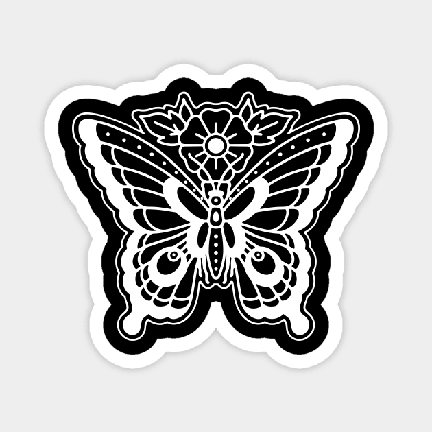 Traditional Butterfly Tattoo Inverted Magnet by Jake B