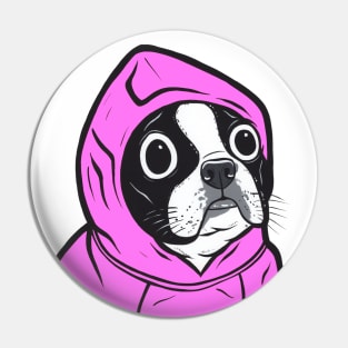 Pink Boston Terrier Hoodie Pin