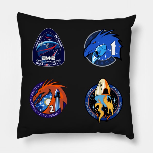 Nasa SpaceX Crew Mission Patches/Logo Pillow by OnShare