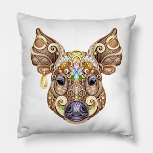 Ornate Decorative Boar, Wild Animal Head Pillow