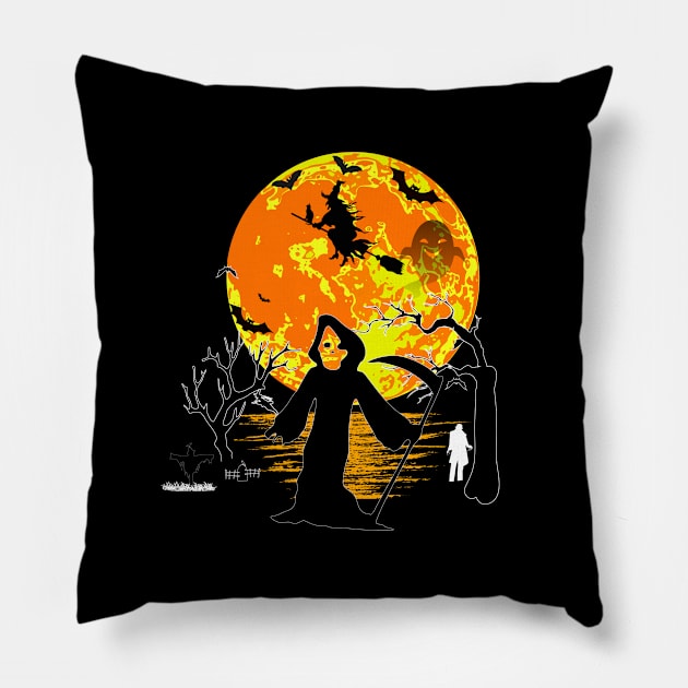 Halloween  Ghosts and Witch Pillow by UranusArts