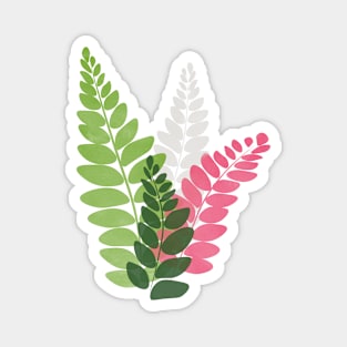 Ferns | Green Pink | White Magnet