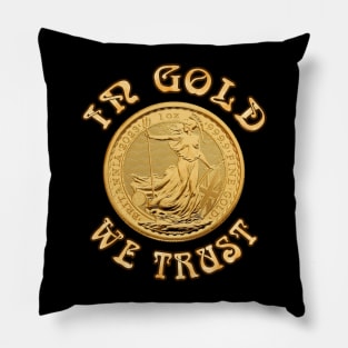 In Gold We Trust - Britainnia Gold Coin Pillow