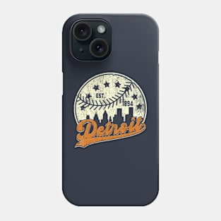 Distressed Detroit Downtown Skyline Baseball Phone Case