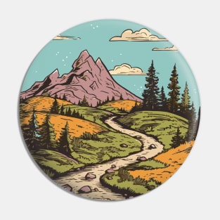 Beautiful Hiking Trail Illustration Pin