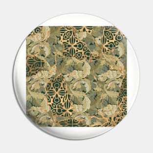 Vine Leaves and Pattern. Japanese Kintsugi Pin