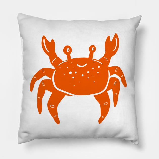 Happy Crab Pillow by Salty Siren Studios