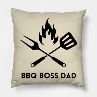 BBQ Boss Dad - black text Pillow