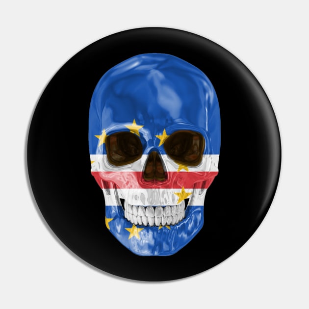 Cape Verde Flag Skull - Gift for Cape Verdean With Roots From Cape Verde Pin by Country Flags