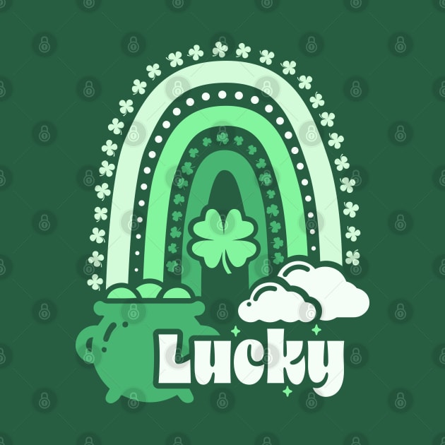 Lucky Clover Boho Rainbow Leading To A St Patrick's Leprechaun Pot Of Gold by ChattanoogaTshirt