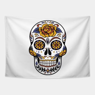 Floral Skull and Bone Tapestry