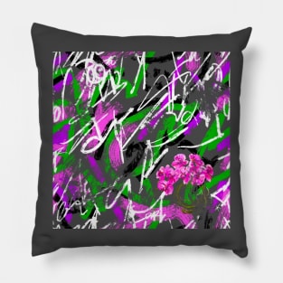 Green Purple Abstract Pattern With Orchid Pillow