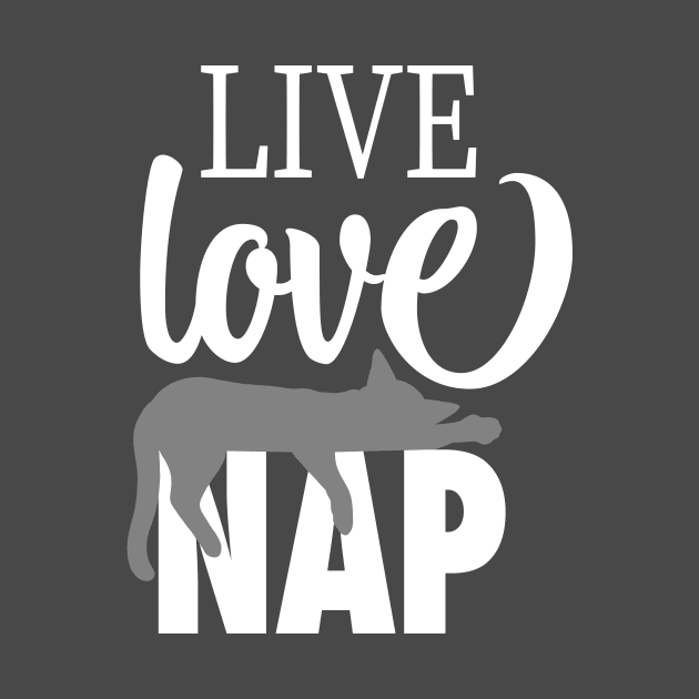 Live Love Nap Sleepy Grey Cat - Lazy Day Kitty Lover by cottoncanvas