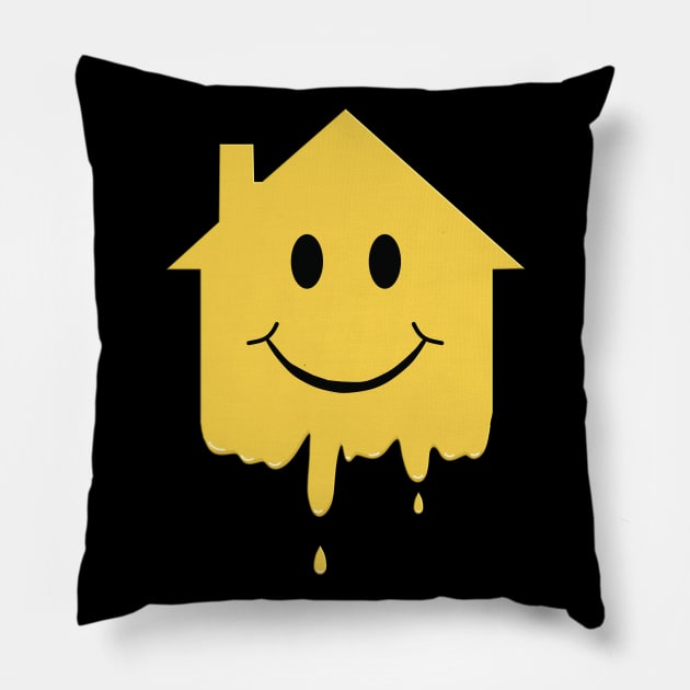 Acid House Happy Hardcore Meltdown Pillow by RuftupDesigns