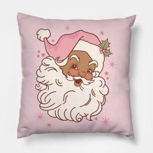 Retro Black Santa Claus Mid Century Modern Cute Pink Santa Pillow