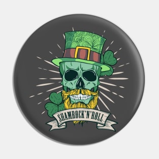 Shamrock N’ Roll St. Patrick's skull Pin