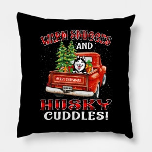 Warm Snuggles And Husky Cuddles Truck Tree Christmas Gift Pillow