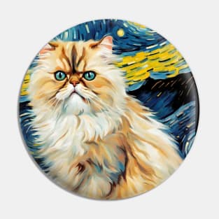 Cute Persian Cat Breed Painting in a Van Gogh Starry Night Art Style Pin