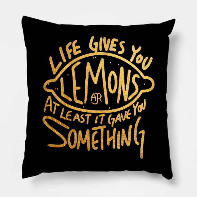 AJR LEMONS GOLD Pillow by Nikki Omen Radio Podcast