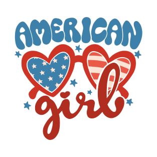 american girl groovy 4th of july America retro patriotic USA T-Shirt