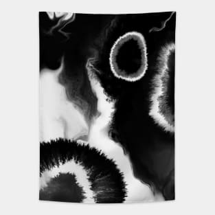 Fluid Black and White Abstract Paint Tapestry