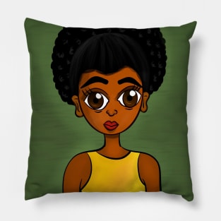 black girl cute art drawing Pillow