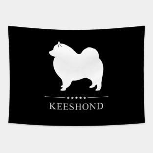 Keeshond Dog White Silhouette Tapestry