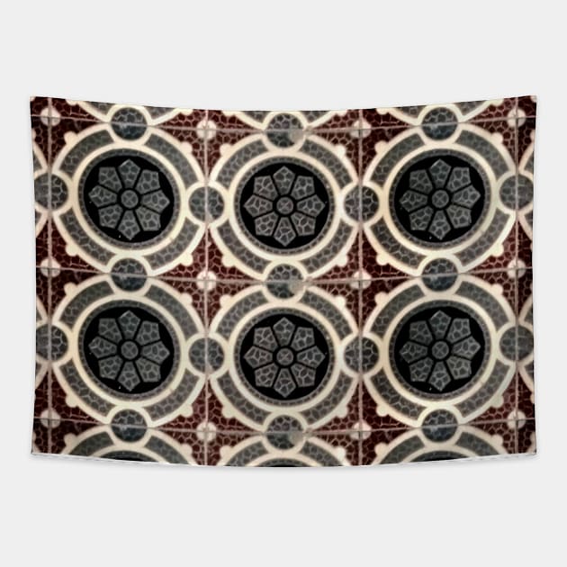 Red, Grey and Black Maltese Tile Tapestry by Moonsmile Products