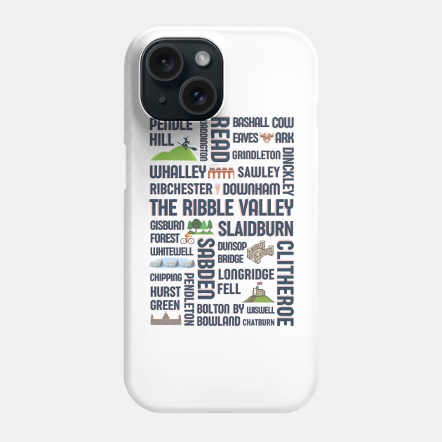 Ribble Valley - Pendle Hill - Lancashire towns - British tourism - Ex pat Phone Case by OYPT design