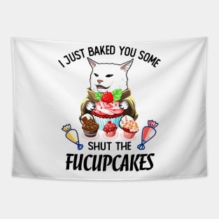 SHUT THE FUCUPCAKES CAT MEME Tapestry