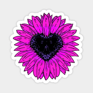 Sunflowers heart, pink flowers, cute design Magnet