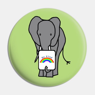 Gray Elephant says Be Kind with Rainbow Pin