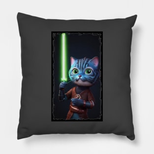 Fun Cat Print ~ AI Art ~ Fantasy Cat ~ Sci-fi Cat ~ Cats with Lightsabers Pillow