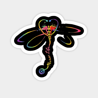 Colorful dragonfly Nurse life gift Magnet