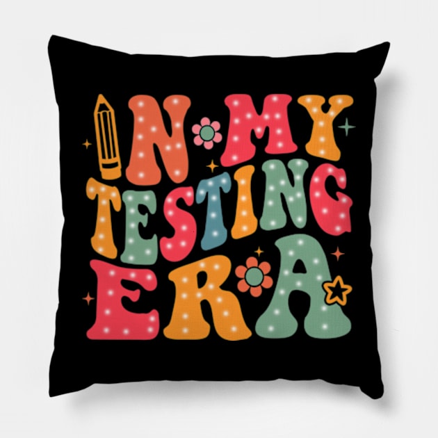 In My Testing Era, Funny Testing Day Teacher, Test Day, Rock The Test Pillow by artbyGreen