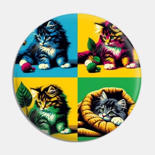 Norwegian Forest Cat Pop Art - Cute Kitties Pin