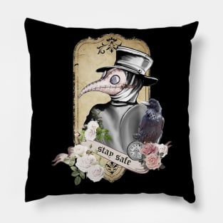 Plague Doctor Say "stay safe" Pillow