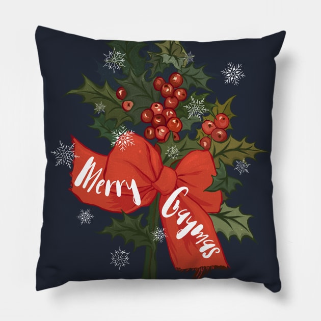 Merry Gaymas Pillow by FabulouslyFeminist