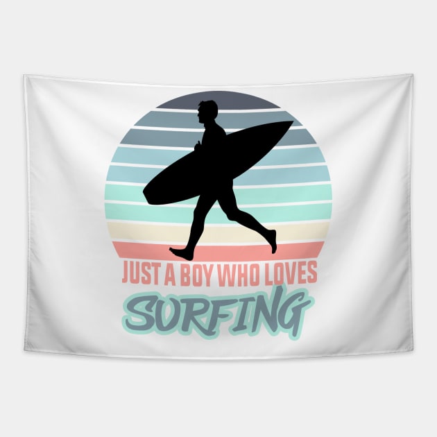Just A Boy Who Loves Surfing Tapestry by HassibDesign