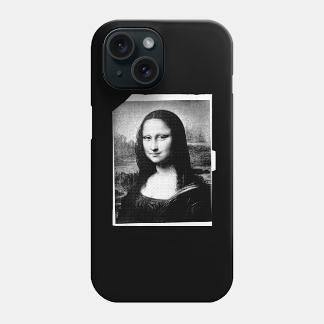 Black and White Davinci Mona Lisa Phone Case by Museum Pop Art