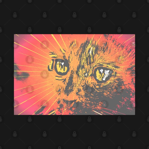 Cat Face Print Illustration, Cat Eyes ArtWork by KINKDesign