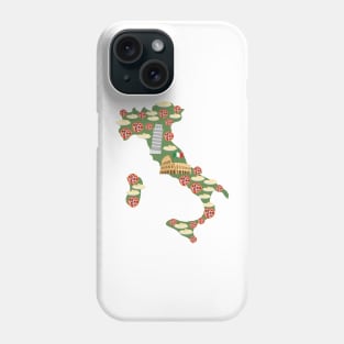 Italy Map with Pizza Phone Case