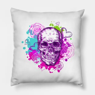 female skull, hearts Pillow