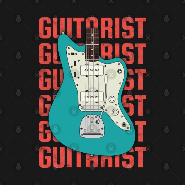 Guitarist Repeated Text Offset Style Electric Guitar Body by nightsworthy