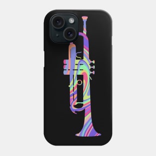 Trumpet Silhouette: Rainbow Swirl Phone Case