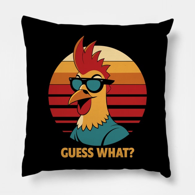 chicken rooster with sunglasses t shirt design Pillow by Kanay Lal