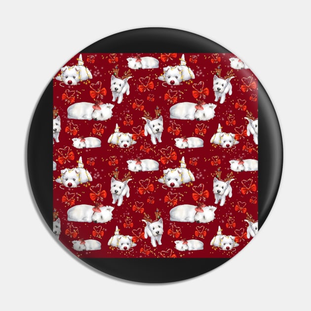 Christmas westies red pattern Pin by ArtInPi